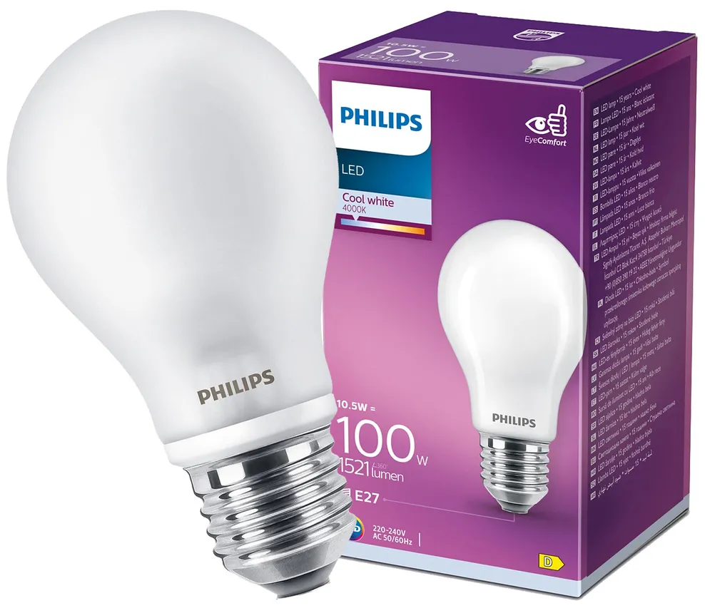Glühbirne LED A60 E27 10,5W =100W 4000K neutralweiß 1521lm Philips