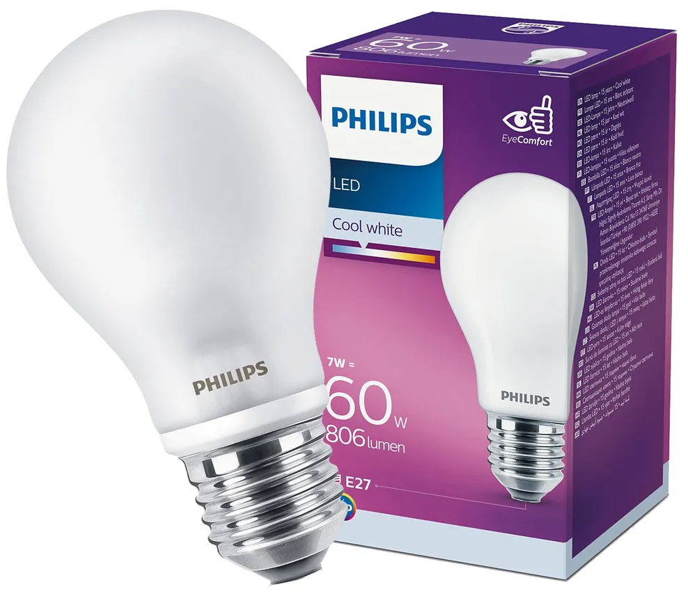 Glühbirne LED A60 E27 7W =60W 4000K neutralweiß 806lm Philips