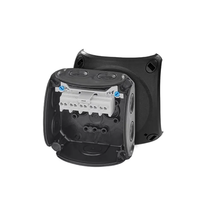 HENSEL Abzweigdose 93x93x62 IP66 schwarz mit Verschraubungen DK 0202 B