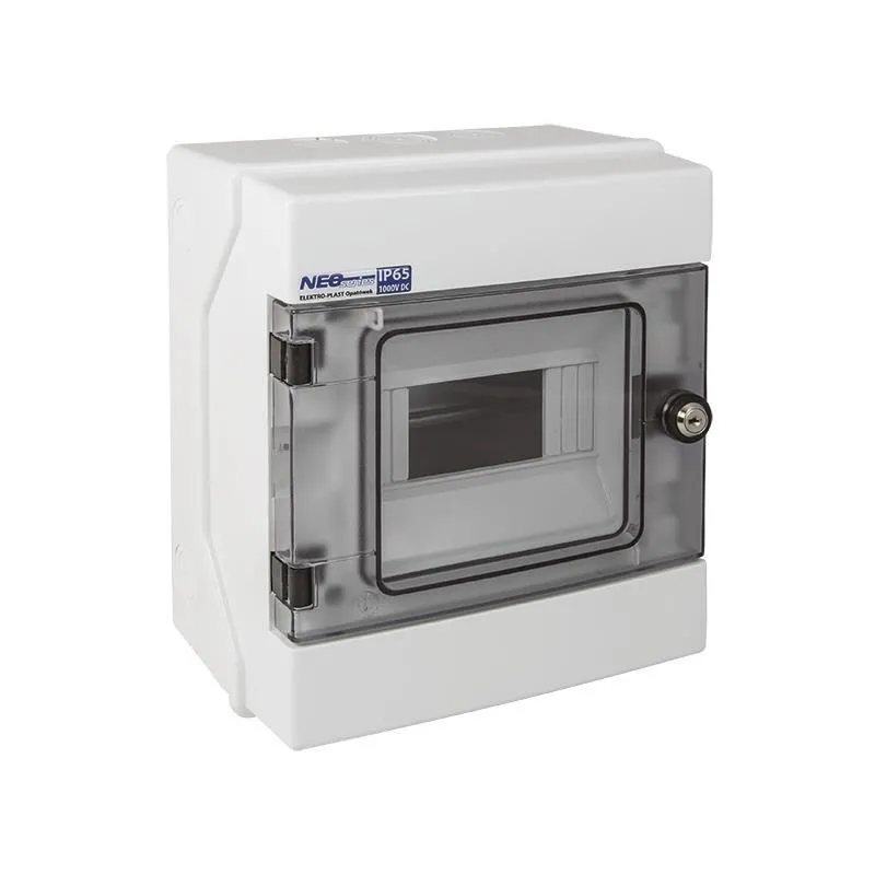 Hermetischer 1x6 RH-6/Z Aufputz-Schaltschrank (mit Schloss), Reihenklemmen, TH35-Träger, IK07, 1000V DC, IP65