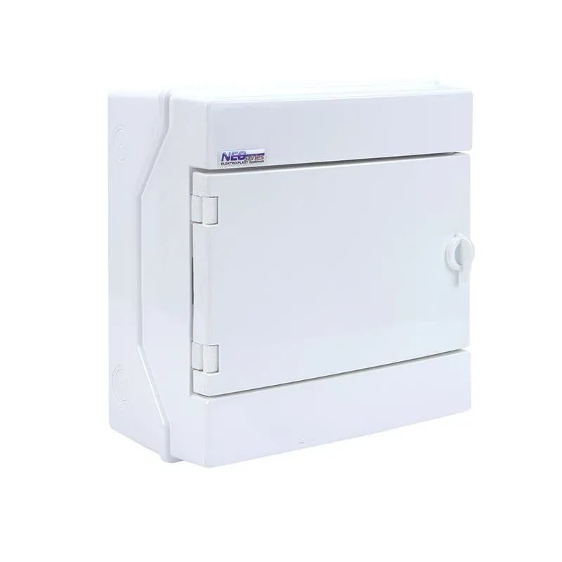 Hermetischer 1x8 RH-8/B Aufputz-Schaltschrank (weiße Tür), Reihenklemmen, TH35-Träger, IK07, 1000V DC, IP65