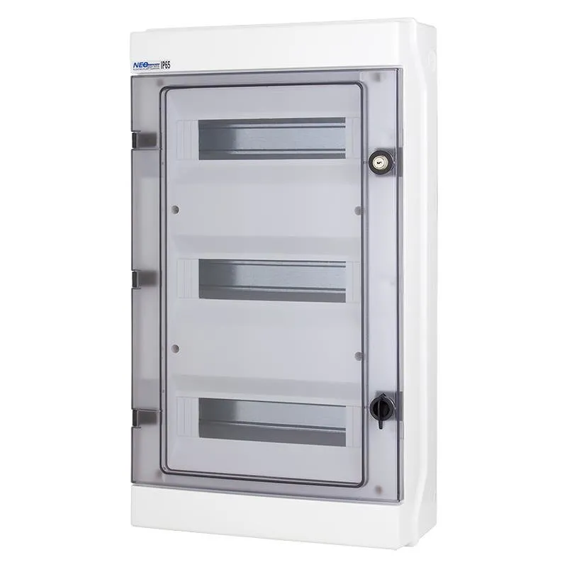 Hermetischer Aufputz-Schaltschrank 3x12 RH-36/3Z (mit Schloss), Klemmleisten, TH35-Träger, IK07, 1000V DC, IP65