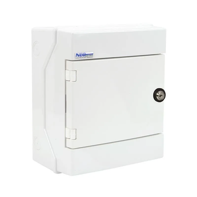 Hermetischer Aufputzverteiler 1x6 RH-6/ZB (mit Schloss), Reihenklemmen, Träger TH35, IK07, 1000V DC, IP65 weiße Tür