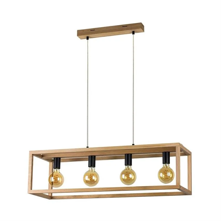 Kago Pendelleuchte 4xE27 Max.60W Eiche Geölt/Schwarz PVC/Schwarz Spot Light 61590474