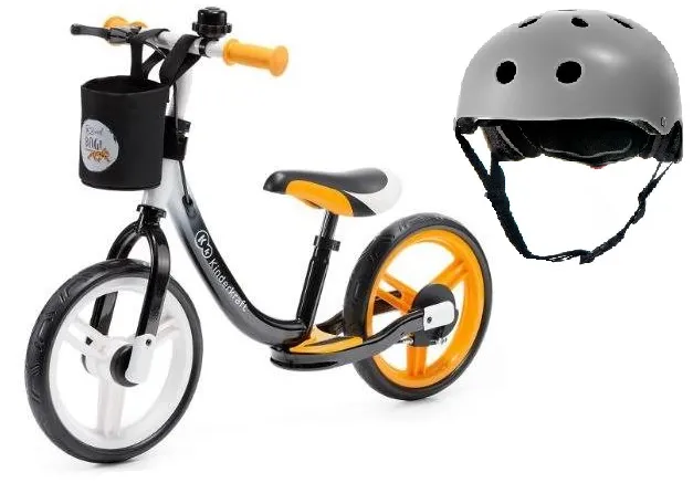 KinderKraft Laufrad Space Orange + Kinderkraft Sicherheitshelm