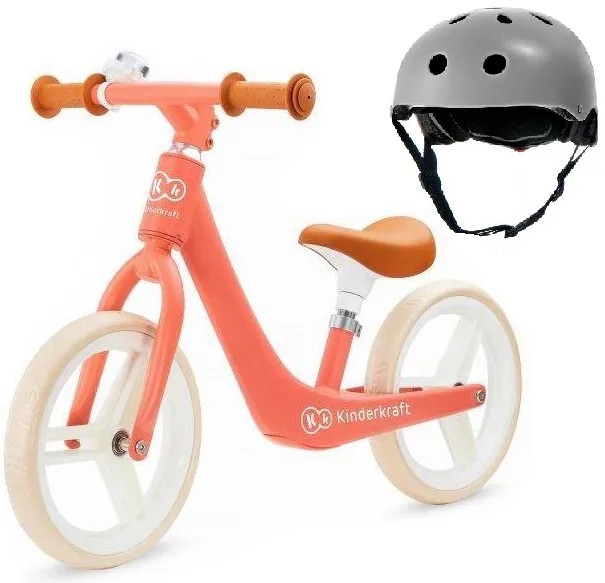 Kinderkraft Fly Plus Laufrad Ruby + Kinderkraft Sicherheitshelm