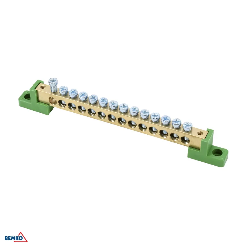 Klemmenblock auf Flachisolatoren 8x12 14-spurig grün Bemko