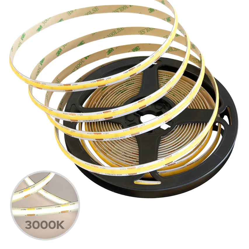 LED-Leiste NASTRO COB 12W/m 480LED/m 3000K dimmbar 12V DC IP22 5m EDO777648 EDO Solutions