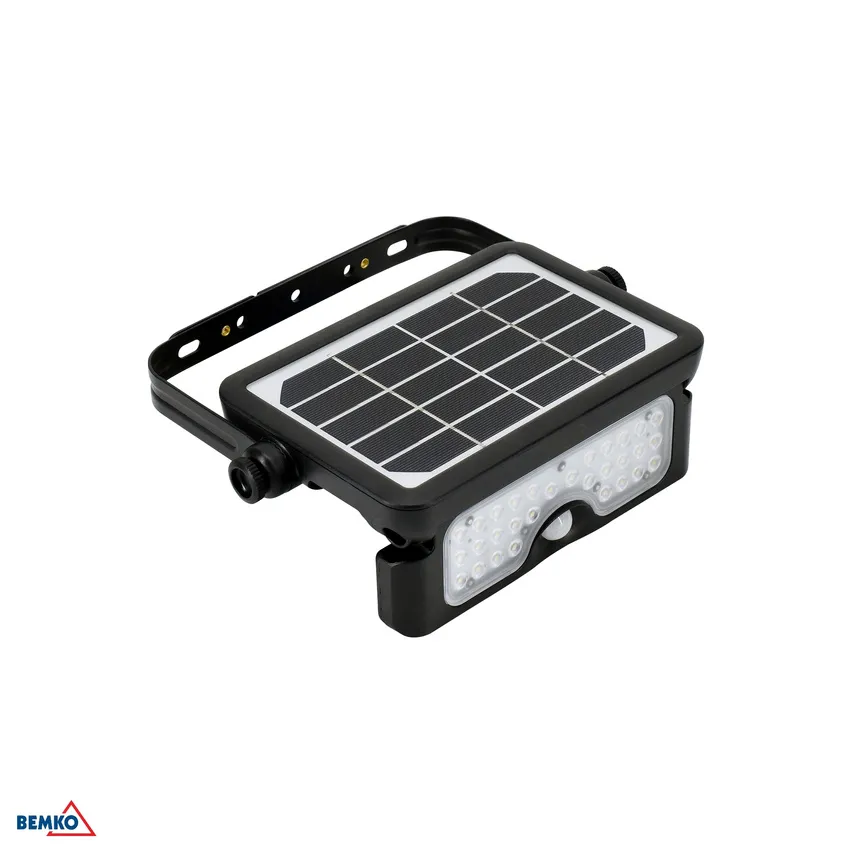 LED SOLAR Fluter SOLEN 5W 500LM 4000K IP65 schwarz PIR Sensor Bemko