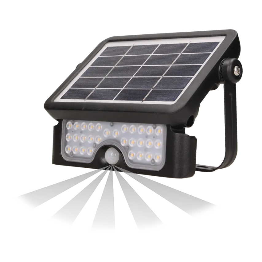 LUX LED 5W, Solarstrahler mit Bewegungsmelder 500lm, IP65, 4000K, 2x1500mAh, schwarz