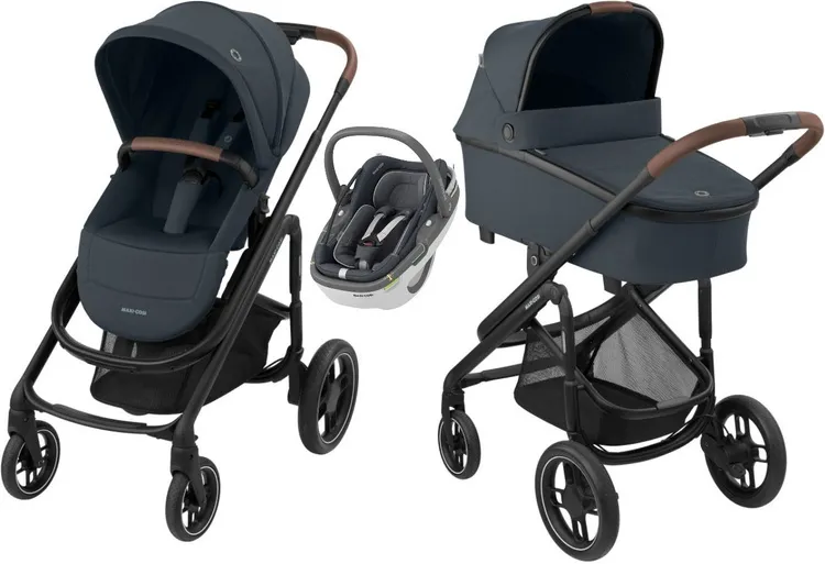 Maxi-Cosi Plaza + Deep Sleeper Kinderwagen + Coral 360 Autositz 0-13 kg 3-in-1 Set Essential Graphit