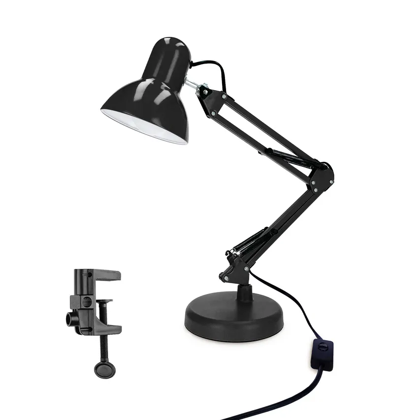 PIXI Schwarz E27 Schreibtischlampe Sockel und Clip-Set EDO777535 EDO Solutions
