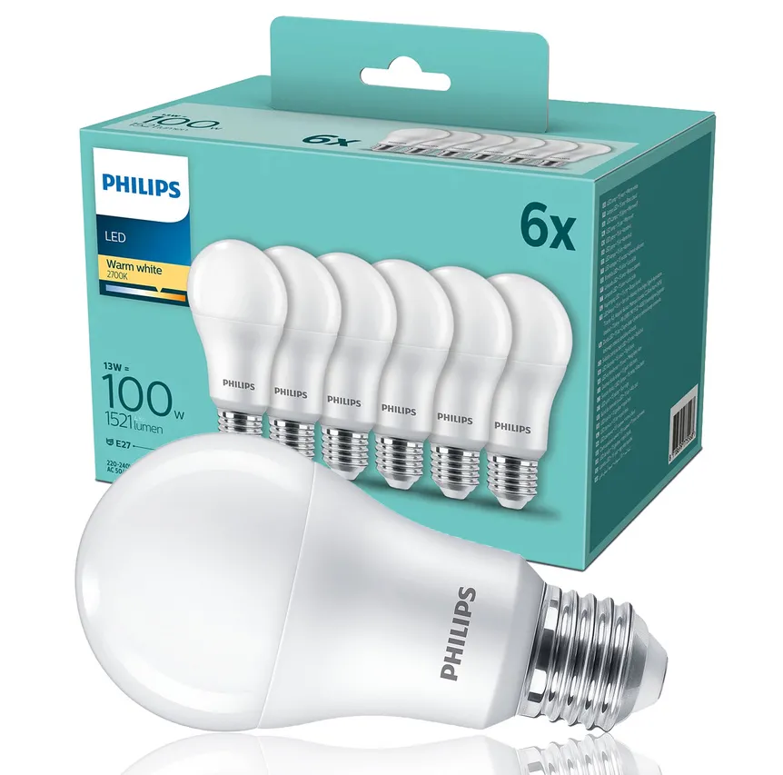 Satz von 6x LED-Glühbirne A67 E27 13W =100W 2700K 1521lm Philips