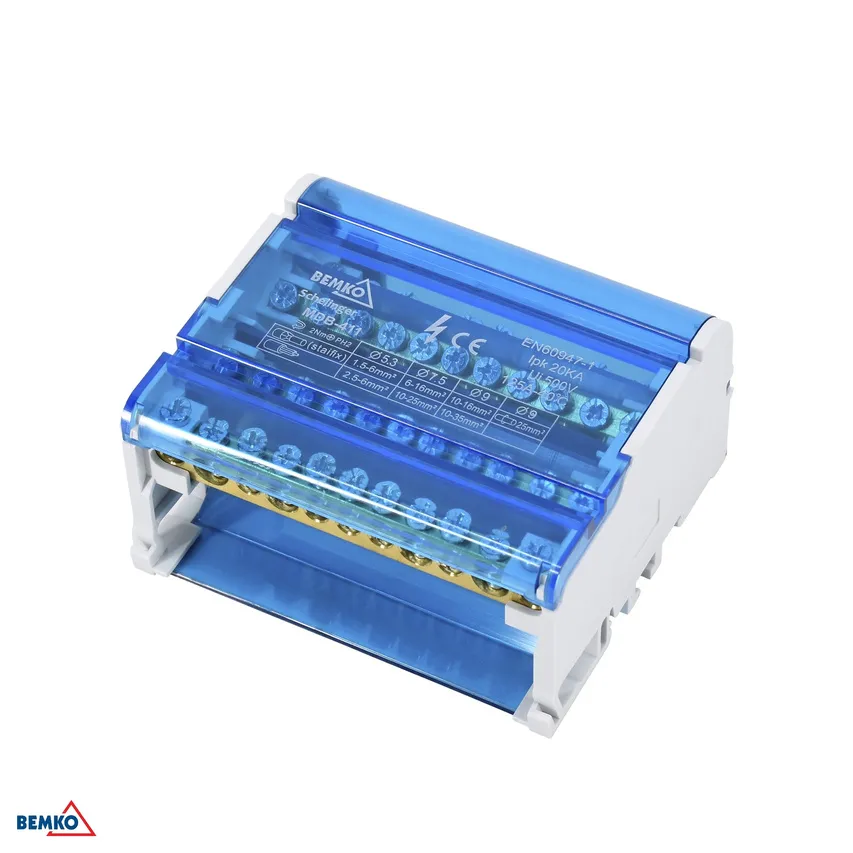 Schaltblock 44 4x11 Klemmen (7x5,3mm + 2x7,5mm + 2x9mm) Bemko