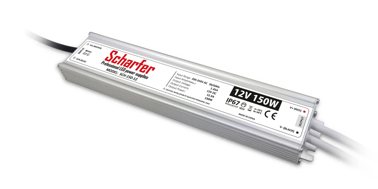 Scharfer hermetisch Netzteil 150W 12V IP67 12.5A universal Trafo SCH-150-12