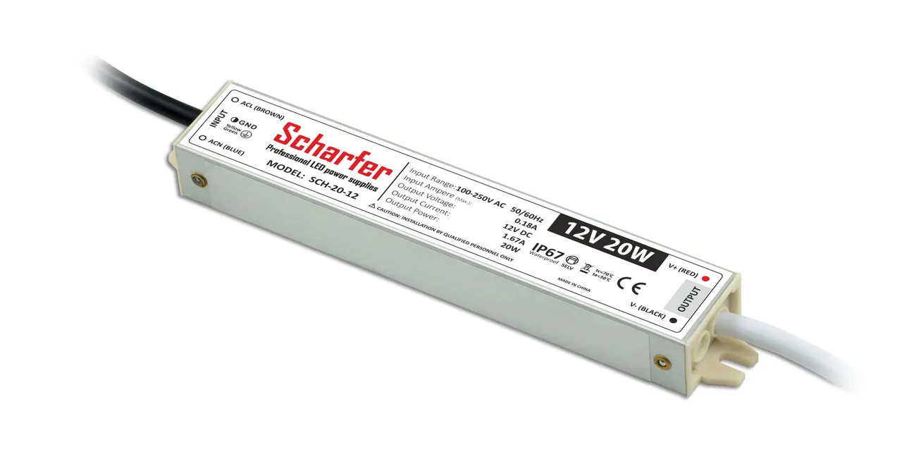 Scharfer hermetisch Netzteil 20W 12V IP67 1.67A universal Trafo SCH-20-12