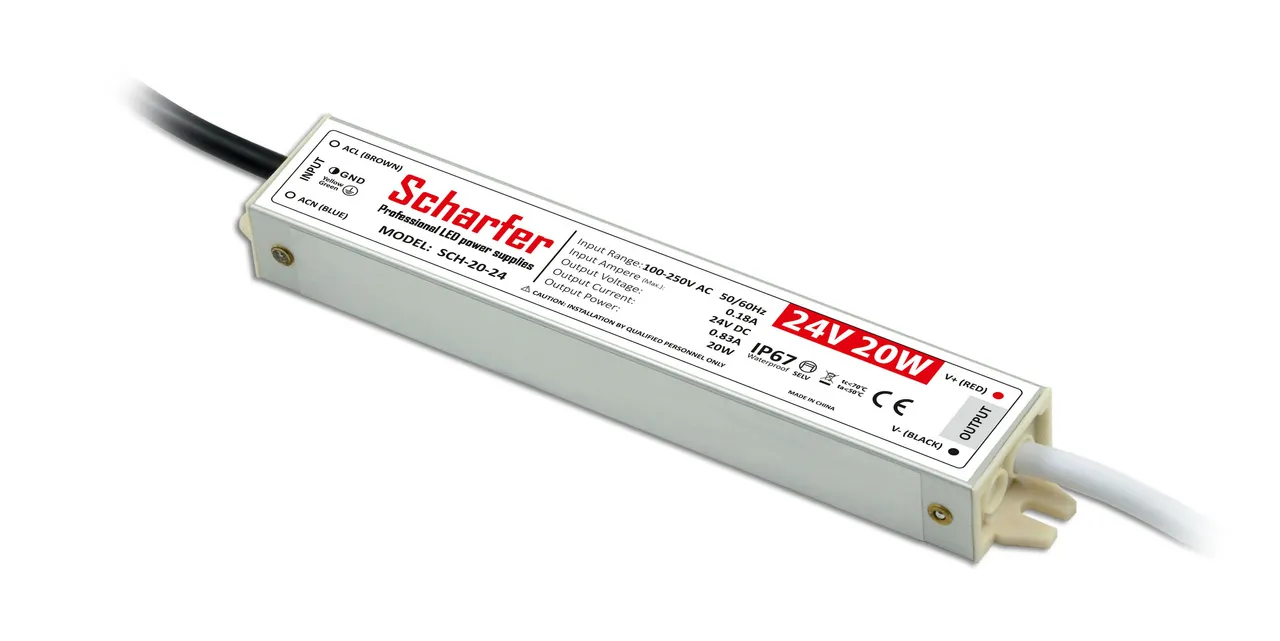 Scharfer hermetisch Netzteil 20W 24V IP67 0.83A universal Trafo SCH-20-24