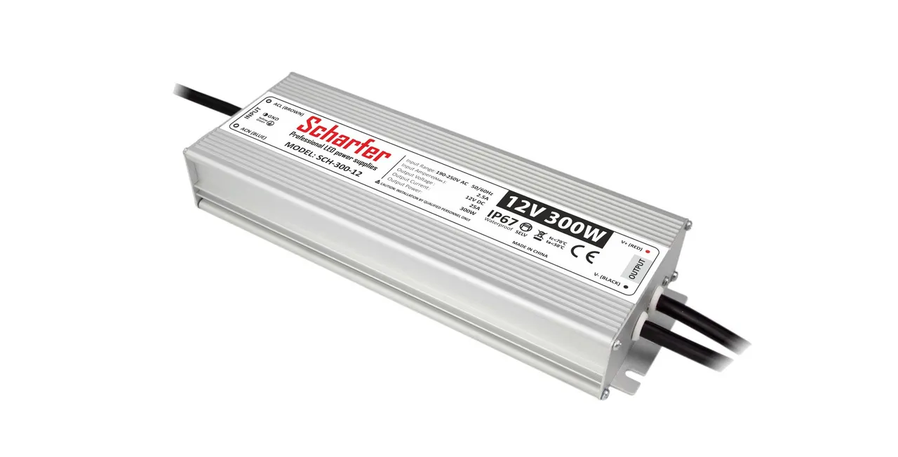 Scharfer hermetisch Netzteil 300W 12V IP67 25A universal Trafo SCH-300-12