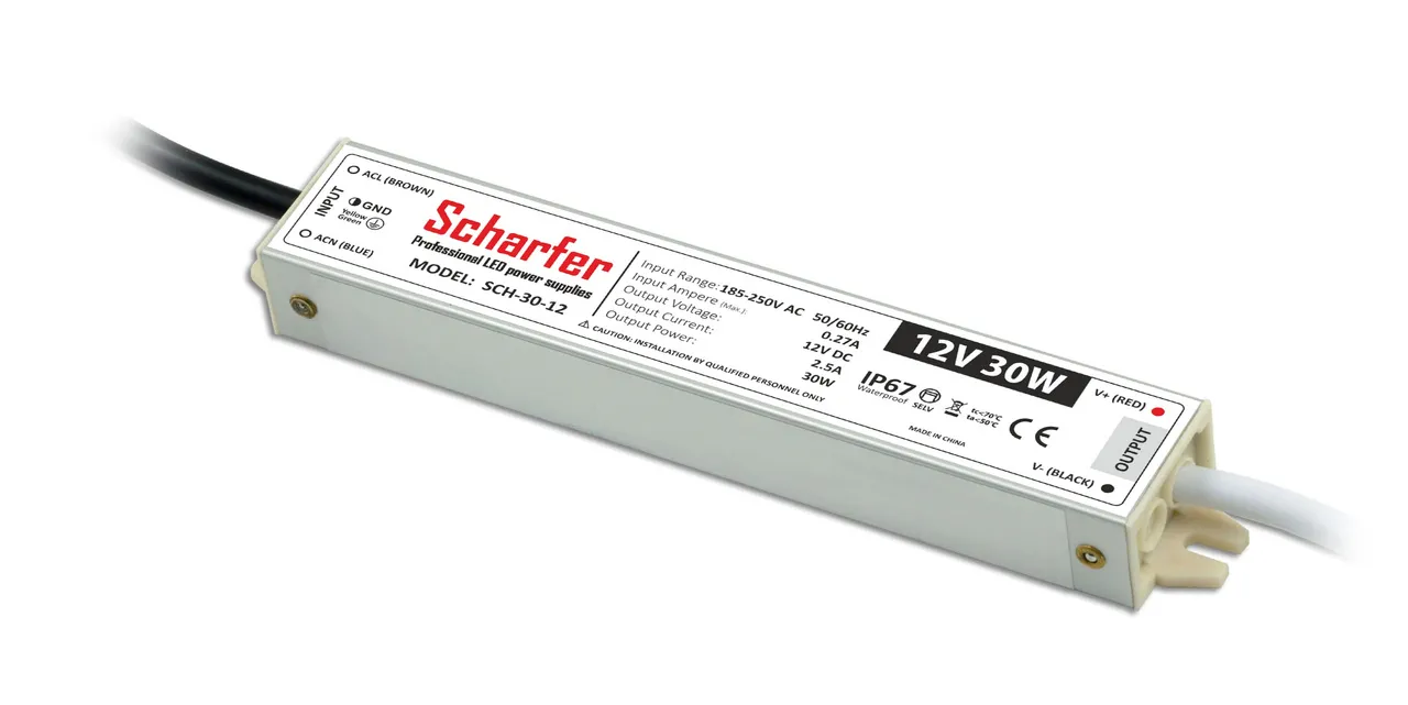 Scharfer hermetisch Netzteil 30W 12V IP67 2.5A universal Trafo SCH-30-12