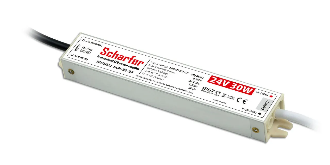 Scharfer hermetisch Netzteil 30W 24V IP67 1.25A universal Trafo SCH-30-24