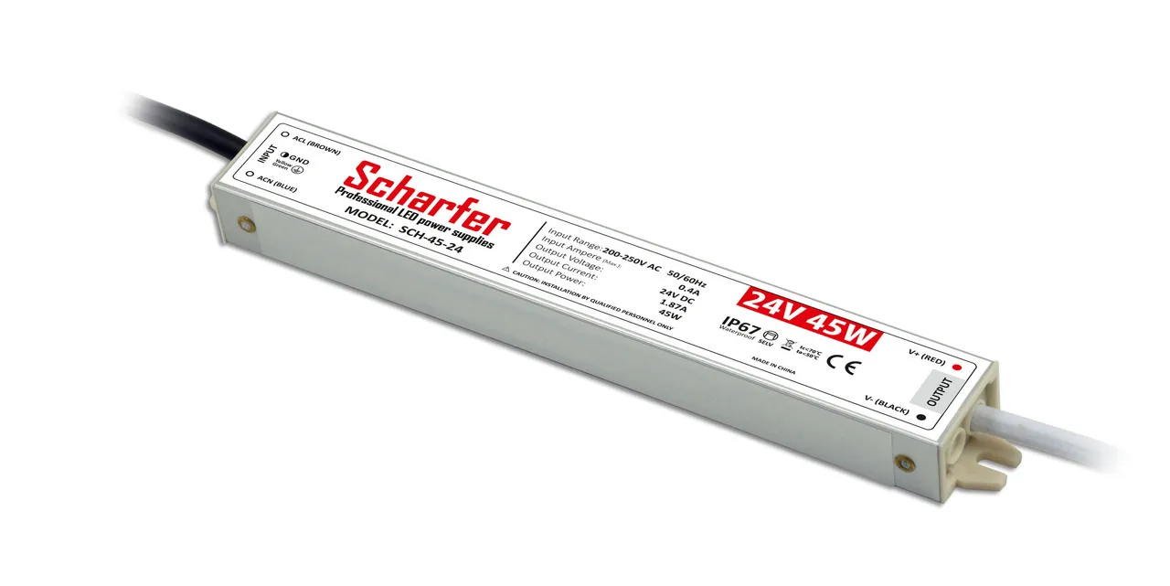 Scharfer hermetisch Netzteil 45W 24V IP67 1.875A universal Trafo SCH-45-24