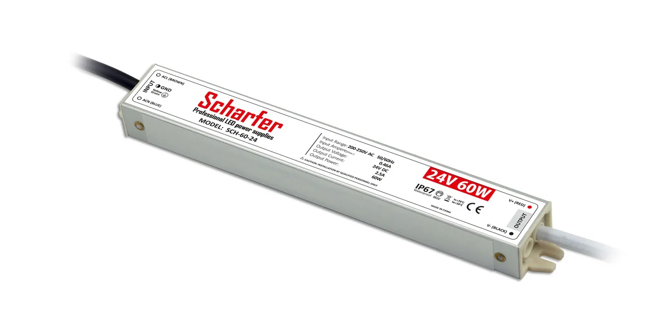 Scharfer hermetisch Netzteil 60W 24V IP67 2.5A universal Trafo SCH-60-24