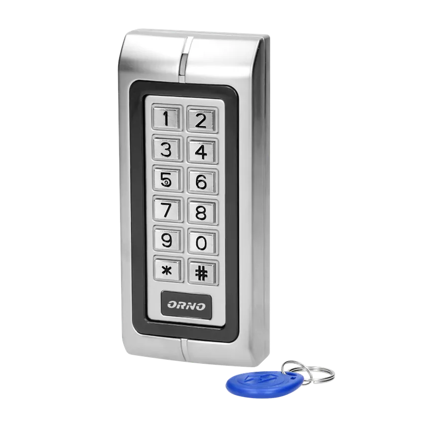 Schlankes Zahlenschloss mit Karten- und Schlüsselanhängerleser, IP44, 1 Relais 3A, Abmessungen 128x82x28 mm