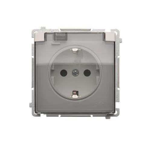 Schuko Steckdose mit transparente Klappe für IP44-Ausführung - ohne Rahmendichtung - weiß 16A BMGSZ1B.01/11A Simon Basic