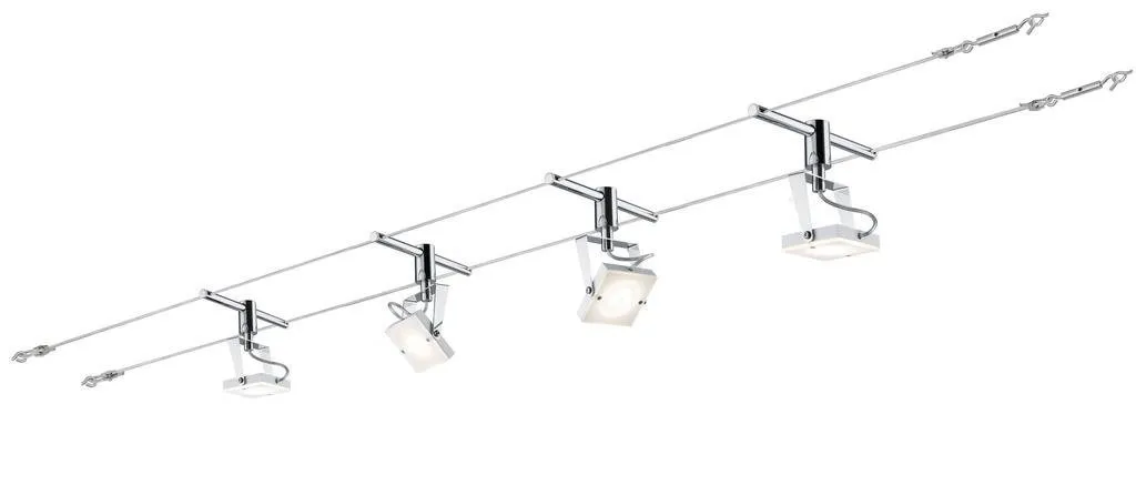 Seilsystem LED Meta 4x5W Chrom matt, weiß 12V