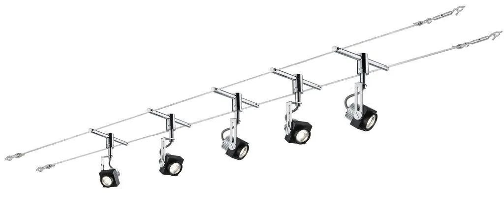 Seilsystem LED Phase 5x5W Chrom 12V Schwarz Chrom