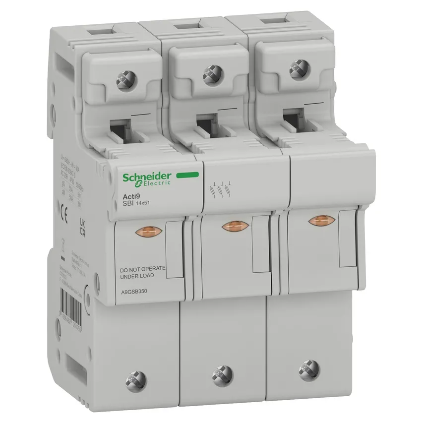 Sicherungssockel, Acti9 SBI, 3P, 50A, Einsatzgröße 14 x 51mm, SBI-50-3 Schneider Electric A9GSB350