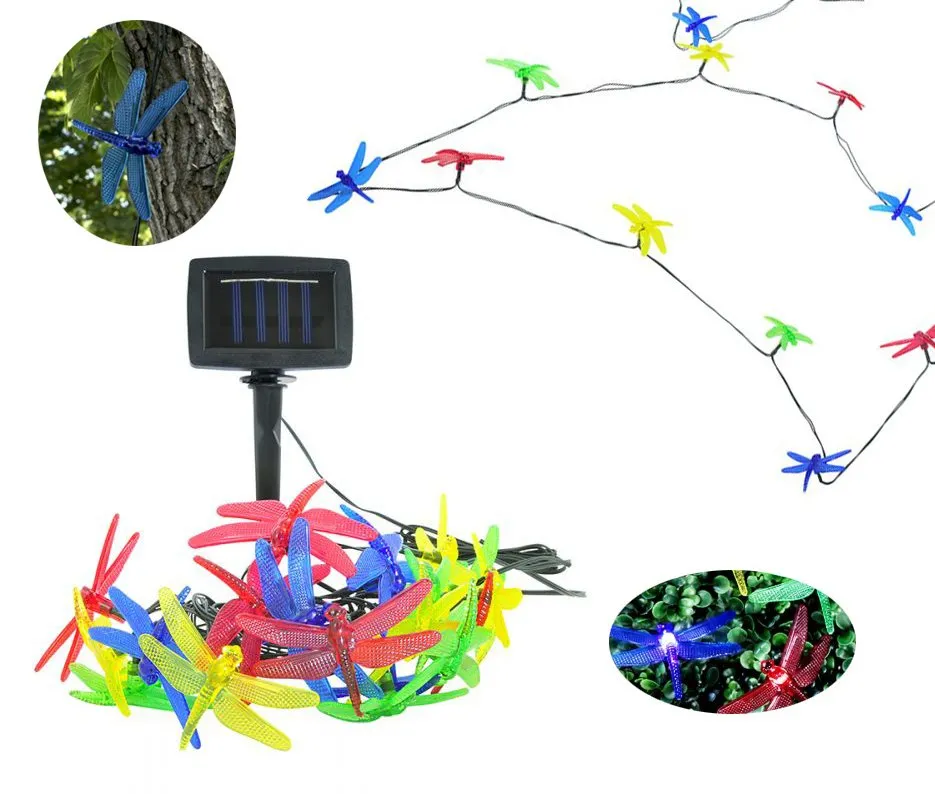 Solar Garten Girlande 10xLED Libellen 6500K IP44 6m Polux 311689