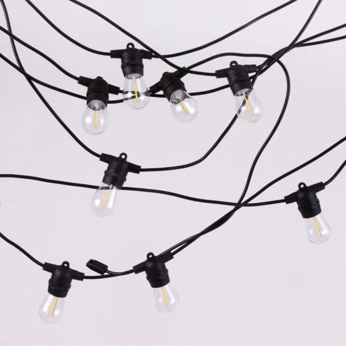 Solar LED Girlande 10m +10 x G45 E27 0.3W 2700K