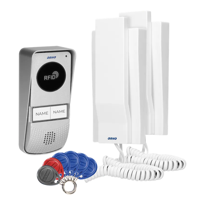 Sprechanlage 2-Familie mit Gegensprechanlage, Aufputz, mit Schlüsselanhängerleser, MIZAR MULTI