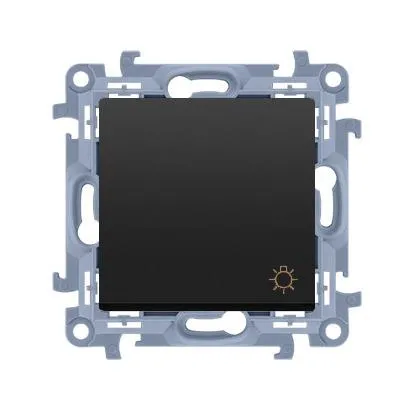 Taster mit Aufdruck "Licht", 10AX, 250V schwarz matt Kontakt Simon 10 CS1.01/49