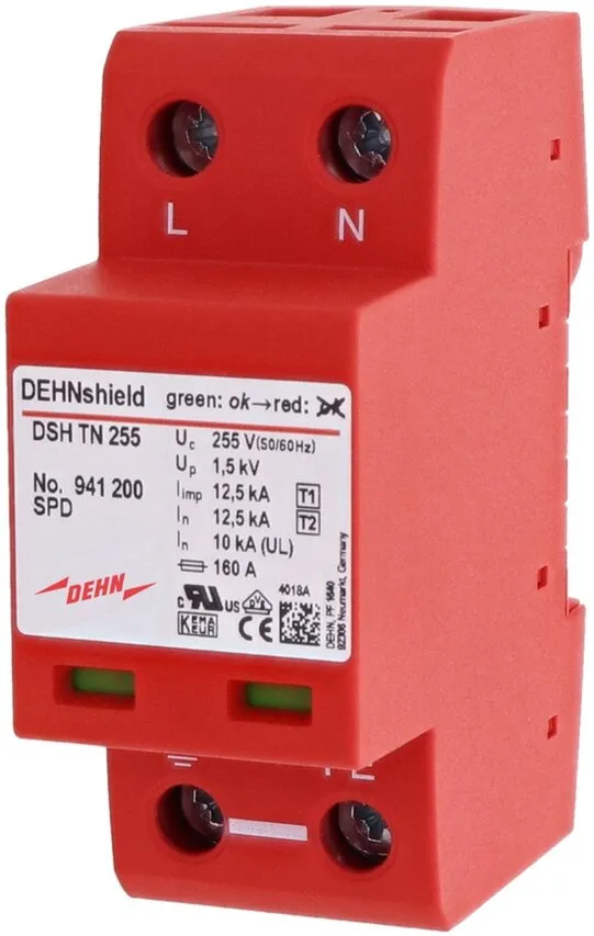 Überspannungs-Ableiter B+C Typ 1+2 2P 12,5/25kA 1,5kV DEHNshield TN 255 941200 DEHN