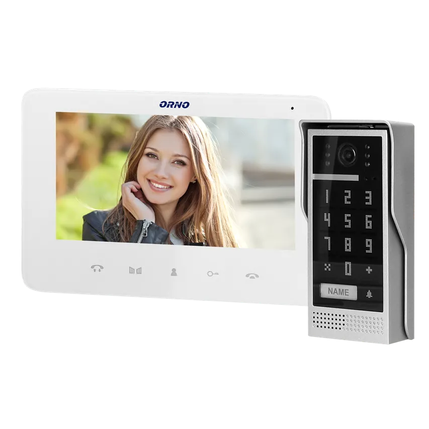 Video-Gegensprechanlage, Freisprechen, Farbe, LCD 7", Gegensprechanlage, mit Tastatur, Aufputz, weiß, SCUTI