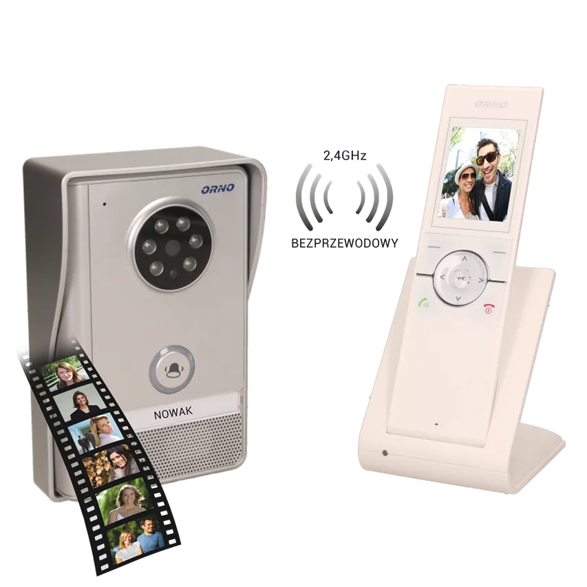 Video-Gegensprechanlage, drahtlos, Reichweite 150m, Farbe, LCD 2.4", Speicher, Aufputz, IP55, SEMIS MEMO