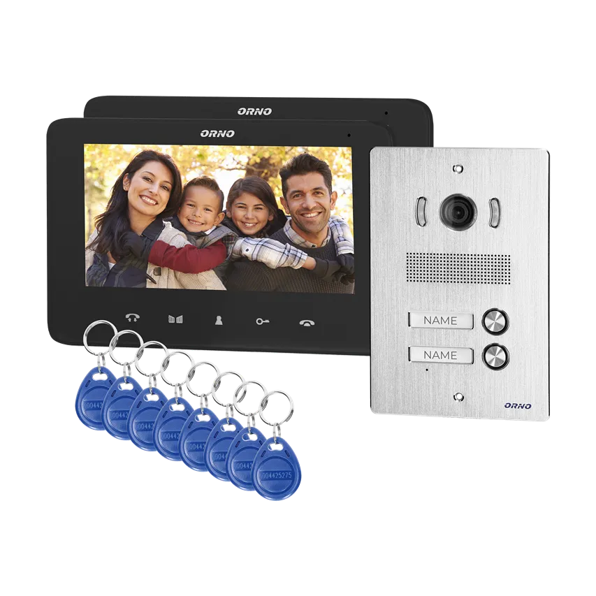 Video-Zutrittssystem, 2 Familien, Handgerät, Farbe, LCD 7", mit Proximity-Schlüsselleser, Gegensprechanlage, Aufputz, INDI MULTI P