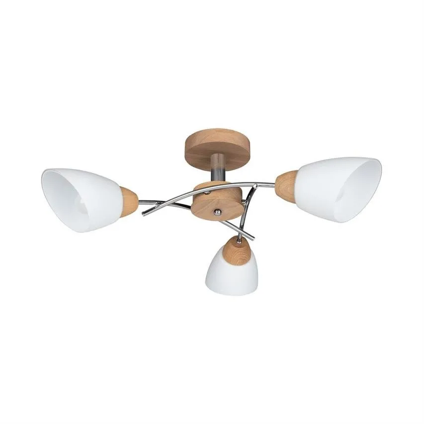 Viletta Wood Lampa Deckenleuchte 3xE27 Max.60W Eiche Geölt /Chrom/Weiss Spot Light 8141374