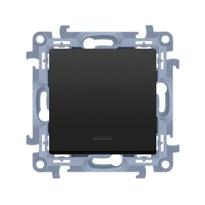 Wechselschalter mit LED-Beleuchtung ohne Piktogramm (Modul) 10AX 250V matt schwarz Simon 10