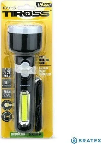 Wiederaufladbare LED-Taschenlampe 3W+2W COB 1200mAh Tiross TS-1856