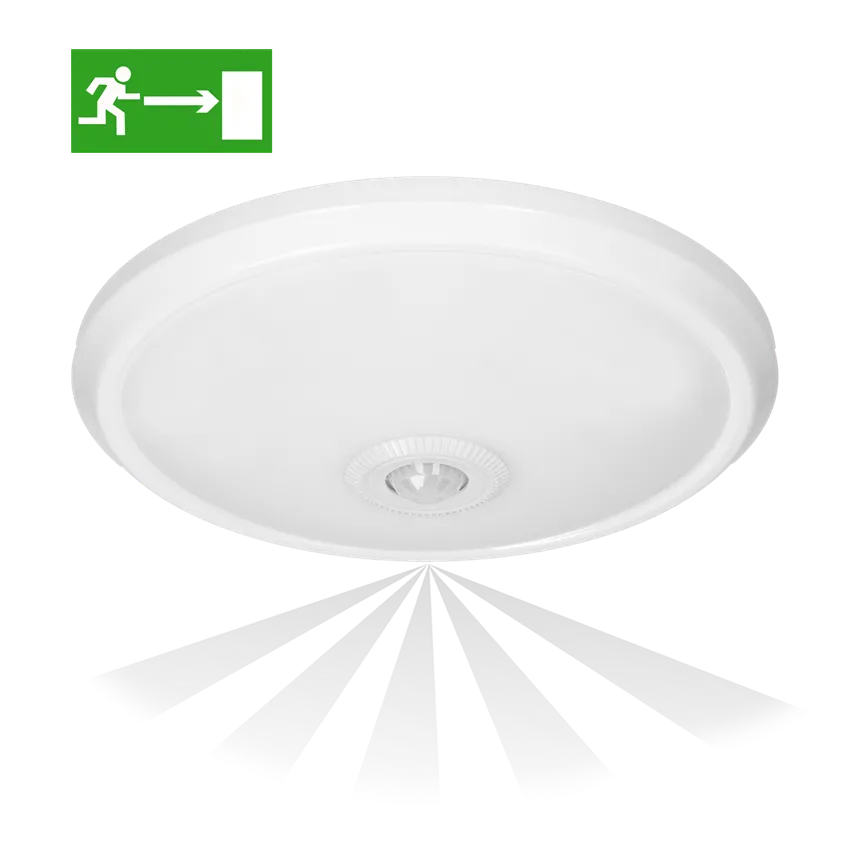 ZONDA LED EMERGENCY 12W/1.2W Bewegungsmelder Plafond, 800lm/80lm, IP20, 4000K, Milchpolycarbonat, weiß