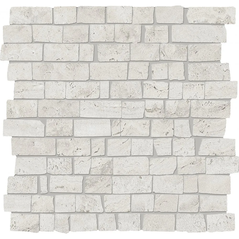 PROVENZA FLIESEN UNIQUE TRAVERTINE MOSAIK MINI BLOCK SILVER MINIMAL NAT. 30X30