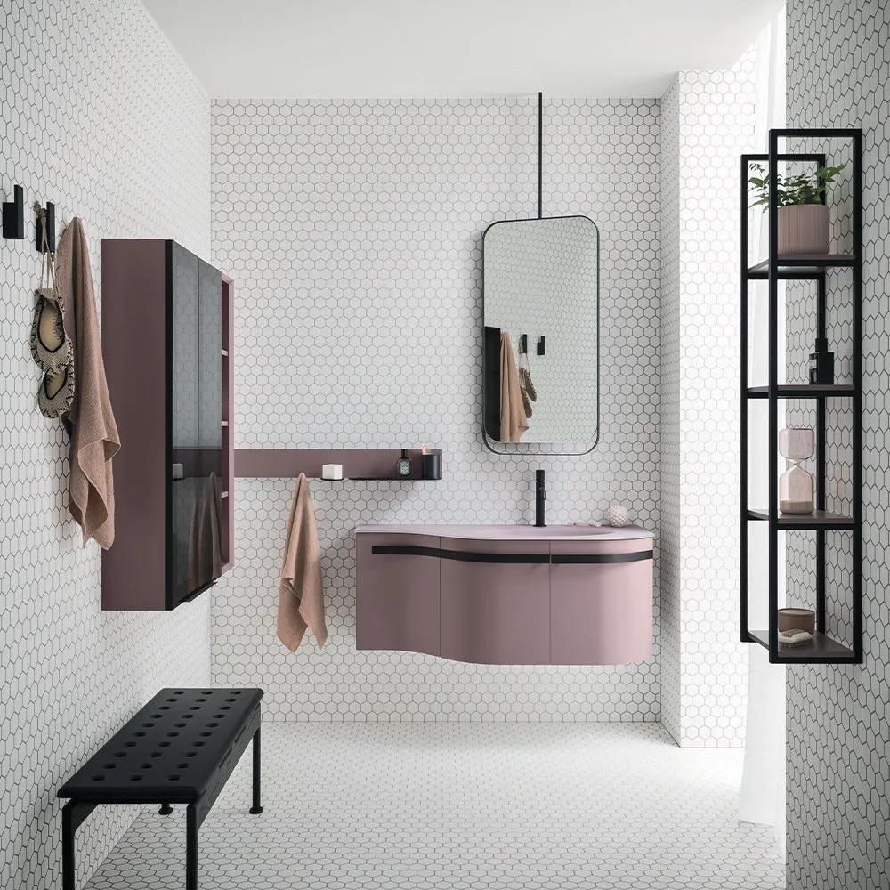 ARBI FUSION MOBY 32 WASCHTISCHUNTERSCHRANK, SCHUBLADEN MIT TÜR, ABLAGE, SPIEGEL