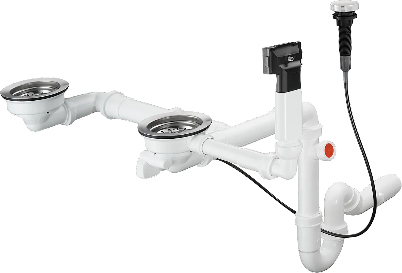 Automatische Ab- und Überlaufgarnitur Doppelbecken Granit D17-11