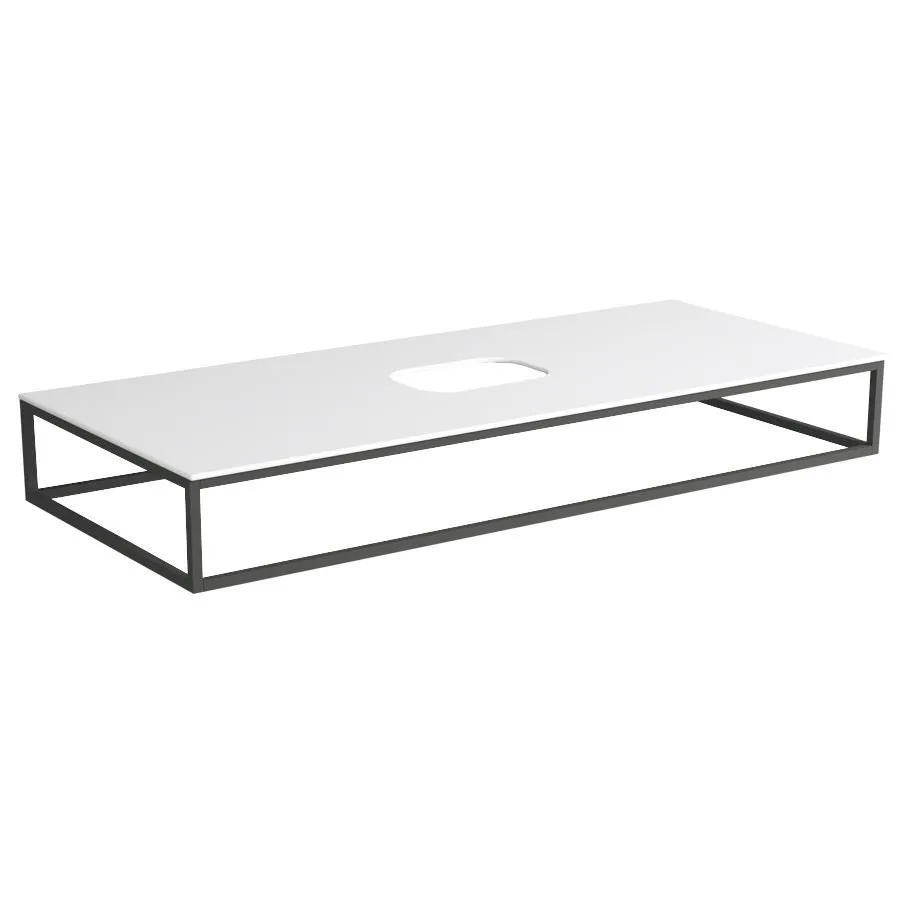 SIMAS FOLIO HÄNGESTRUKTUR MIT WEISS GLÄNZENDER KERAMIKPLATTE 120X50 CM