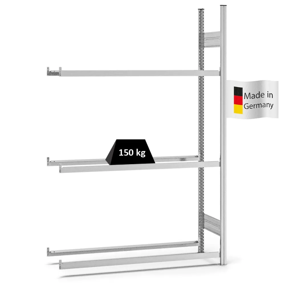 Reifenregal Stecksystem T-Profil | Anbauregal | HxBxT 200x130x40cm | 3 Ebenen | Fachlast 150kg | Verzinkt