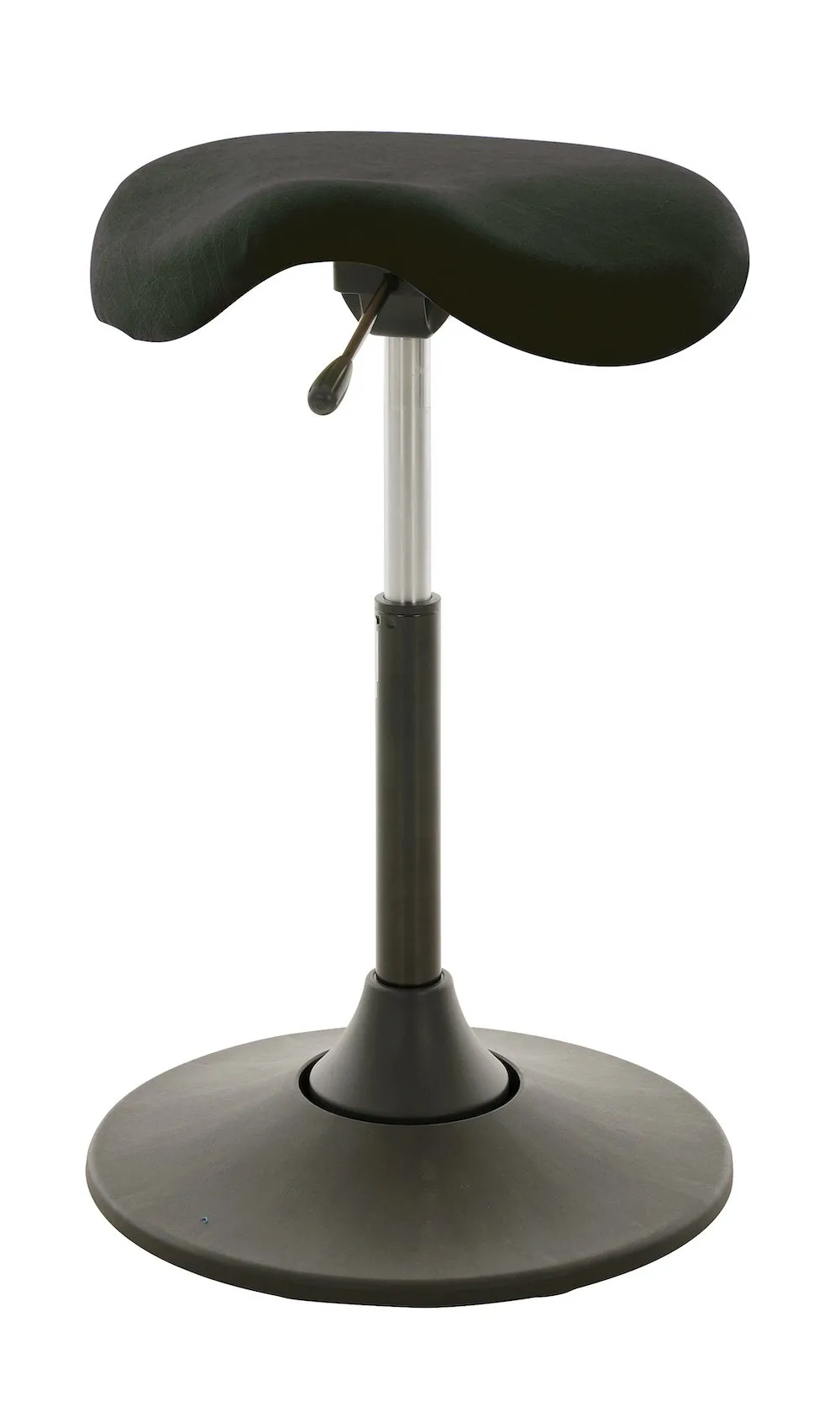 Multibeweglicher Drehhocker Atlanta | Sitzhöhe 51-70cm | Ø 40cm | Tragfähigkeit 110kg  | Kunstleder-Sitz & Kunststoff-Tellerfuß | Schwarz