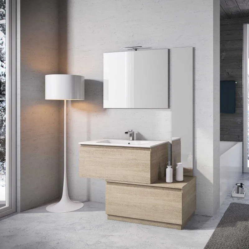 GOLA 2 WASCHBECKEN MIT 2 SCHUBLADEN, KONSOLE UND SPIEGELN